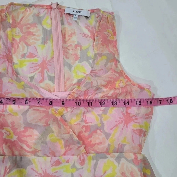 LIKELY Womens‎ Size 0 Rachel Floral V-Neck Tiered Ruffle Maxi Dress $278 Peach - Picture 8 of 12